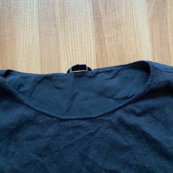 THEORY BLACK CHIFFON BACK KNIT TOP with CASHMERE Medium - Picture 6 of 7
